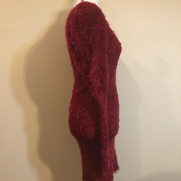 NWOT 4SI3NNA Fuzzy Red Long Sleeve Sweater Dress - Picture 13 of 14